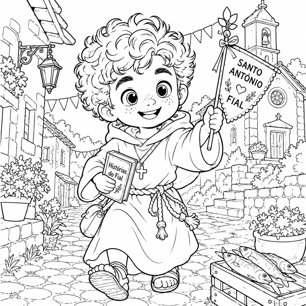 Coloring book page of Santo António